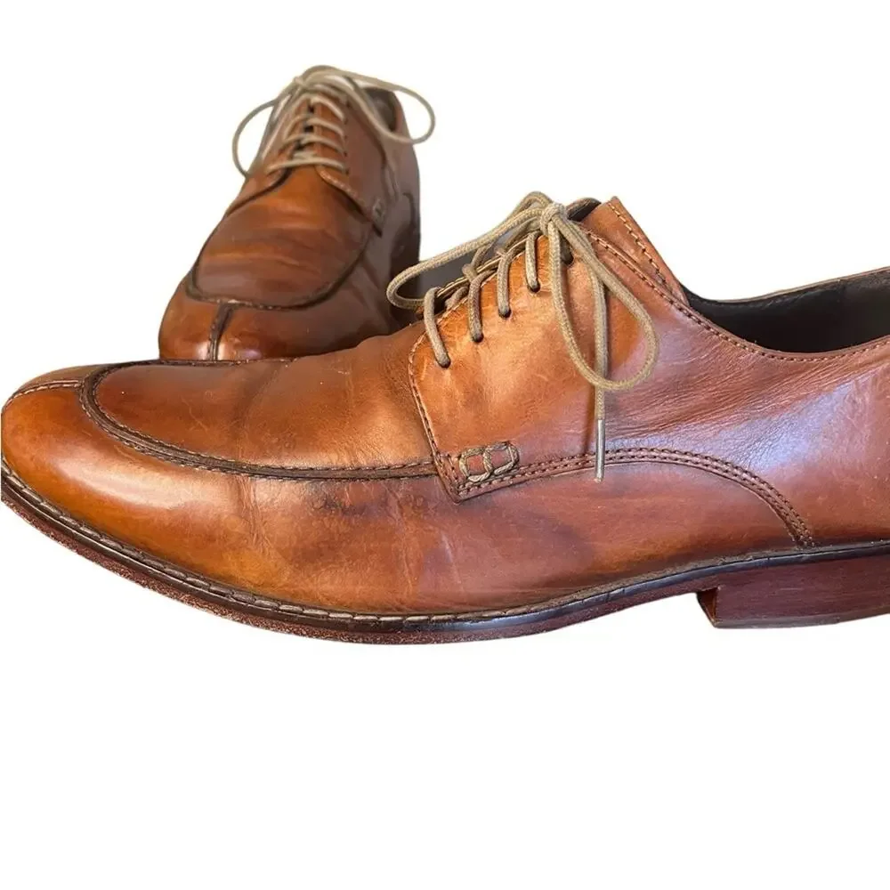 COLE HAAN Brown Leather Classic Lace Up‎ Oxford Stacked Heel Mens Size 9